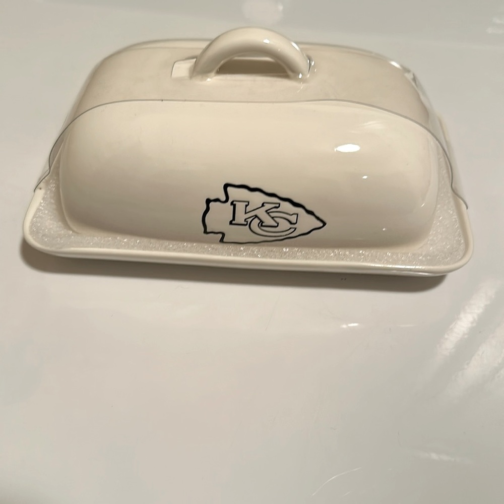 NWT Kansas City Chiefs Butter Dish With Lid